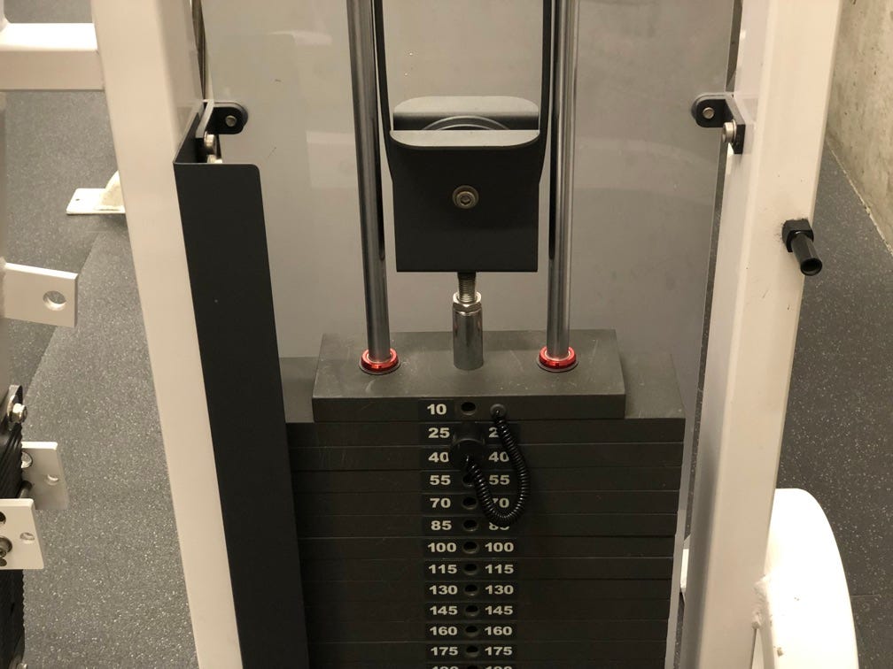 The weight stack without the add-on weight