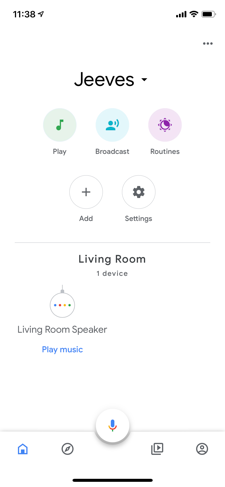 The Google Home app home screen